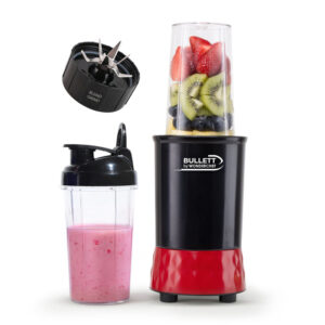 Wonderchef Bullett by Wonderchef 500W Mixer Grinder Blender Smoothie Maker 2 Jars Black Red