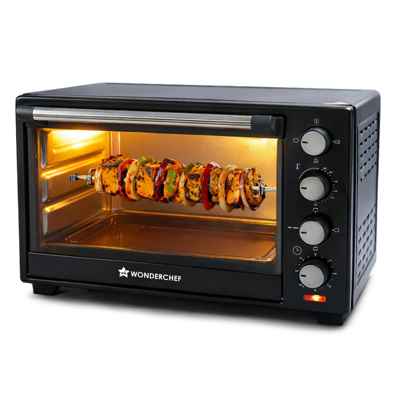 Wonderchef Oven Toaster Griller (OTG) - 28 Litres Black - with Rotisserie